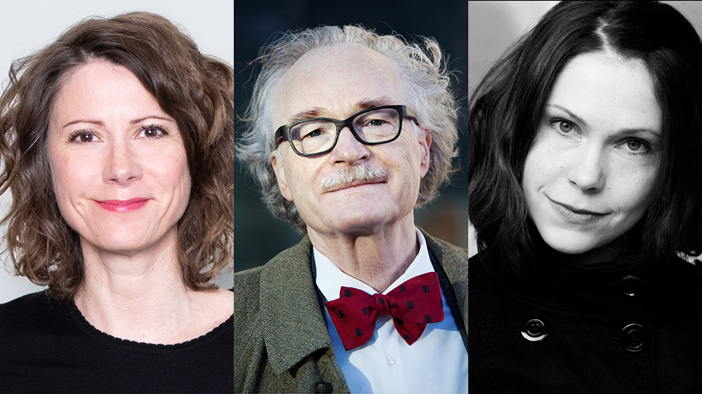 Portretter av to damer og en mann